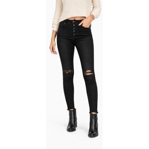 WAX‎ JEAN Women's High-Rise Distressed Skinny Jeans Size 11/30 Black